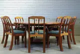 Andrew Varah, Burr maple and thuya dining table and eight chairs