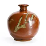 Shoji Hamada, Stoneware vase, decorated in an iron glaze with scraped patches