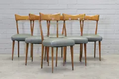 Ico Parisi, Set of six Italian walnut dining chairs, 1945