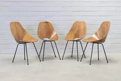 Vittorio Nobili, Set of four 'Medea' chairs, 1955, each with a dished seat constructed of layered ash ply