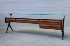 Vittorio Dassi, Italian walnut console table, 1950s