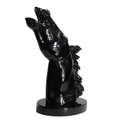 Black art glass sculpture by Arnaldo Zanella, sold Jul 2024