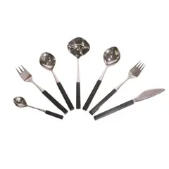 Tias Eckhoff, Danish 'Opus' table service of cutlery for eight place settings, 1958, the steel implements with ebony handles