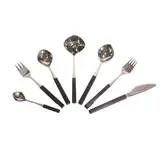 Tias Eckhoff, Danish 'Opus' table service of cutlery for eight place settings, 1958, the steel implements with ebony handles