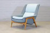 Folke Ohlsson, Swedish 'Profil' lounge chair, 1960s, the seat and back upholstered in two-tone blue and grey wool fabric