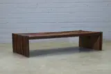 Percival Lafer, 1970s, a Brazilian brutalist rosewood and mahogany coffee table