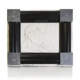 Augustin Bisiaux, Carved marble relief plaque depicting a sculptor, within an integral moulded marble frame