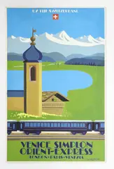 Pierre Fix-Masseau, 'Original art for 'By the Switzerland - Venice Simplon Orient-Express