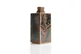 Shoji Hamada, Bottle vase, two sides with brushed decoration of flowers against an iron-glazed ground