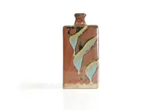 Shoji Hamada, Bottle vase, the sides with green finger streaks against an iron-glazed ground