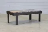 Jerome Abel Seguin, Coffee table, c.2018, on a salvaged cast iron frame and legs