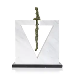 'Gravity Female' by Lorenzo Quinn, 2016, bronze and marble on a plinth, sold Apr 2024