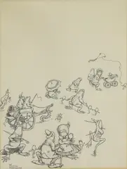 Untitled by William Heath Robinson, pen and ink 38 x 26cm, sold Apr 2024