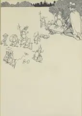 Untitled by William Heath Robinson, The frog king pen and ink 38 x 26cm, sold Apr 2024