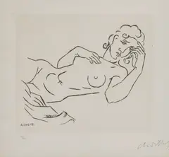 André Lhote, Untitled, Reclining nude etching