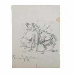 Luis Solleiro, Escena taurina, Lápiz de grafito sobre papel