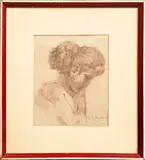 Retrato de mujer by Armando García Núñez, Sanguina sobre papel, offered Apr 2024