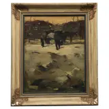 (Siglo XX)Paisaje boscoso con caballo by Autor No Identificado, Óleo sobre tela, sold Mar 2024