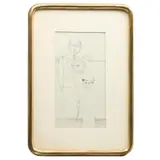 Marcos Huerta, Niño con Silueta, 1970, Lápiz sobre papel