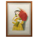 Trinidad Osorio, Niña con flores, Litografía 93/100