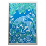 Flora Guerrero Garro, Primavera en azul, Acrílico y pastel sobre lienzo