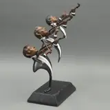 Violinistas, SIGLO XX, Bronce, patinado en color marrón y acabado policromado