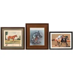 Jockeys y Caballo, SIGLO XX, Grabado, serigrafía y pastel sobre cartón