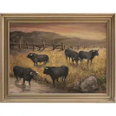Escena Con Toros, SIGLO XX, Óleo sobre tela
