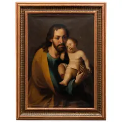 SAN JOSÉ CON EL NIÑO by Agustín Arrieta, Óleo sobre tela, offered Feb 2024