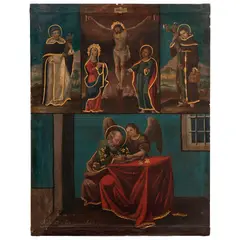 MÉXICO, CA. by Calvario Con Santos, 1800, Óleo sobre tela, sold Feb 2024