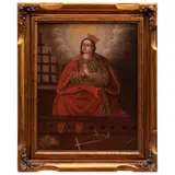 Santa Isabel de Hungría, MÉXICO, SIGLO XVIII, Óleo sobre tela