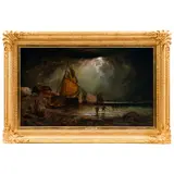 Atribuído A Eugène Louis Gabriel Isabey, VISTA DE PUERTO, Óleo sobre tela