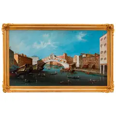 Vista del Puente de Rialto, ITALIA, FINALES DEL SIGLO XVIII, Óleo sobre tela