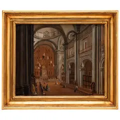 Interior de Iglesia, MÉXICO, SIGLO XIX, Óleo sobre tela