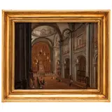Interior de Iglesia, MÉXICO, SIGLO XIX, Óleo sobre tela