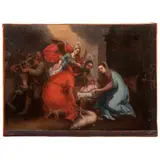 MÉXICO, SIGLO XVIII by la Adoración de los Pastores, Óleo sobre tela, sold Feb 2024