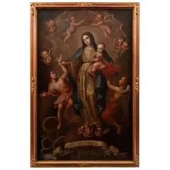 Virgen de la Luz, MÉXICO, SIGLO XVIII, Óleo sobre tela