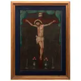 la Crucifixión, MÉXICO, SIGLO XIX, Óleo sobre tela