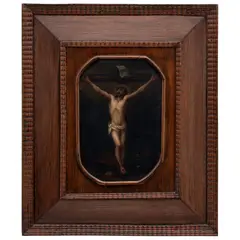 Crucifixión, MÉXICO, CA., 1800, Óleo sobre lámina de cobre