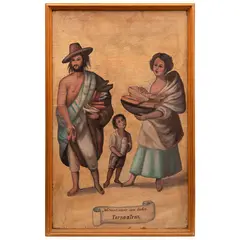 Escena de Castas, MÉXICO, SIGLO XX, Óleo sobre tela