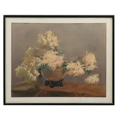 Ricardo Sierra, Bouquet de crisantemos, Acuarela sobre papel