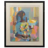 Romeo Tabuena, Niña con flores, Serigrafía