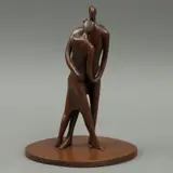PAREJA ABRAZADA by José J. "shalom" Almanzor, Bronce, patinado en color marrón, sold Feb 2024