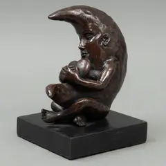 Sergio Bustamante, LUNA ENAMORADA, Bronce, patinado en color marrón