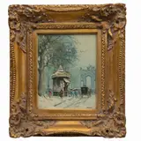F. Valleri, Paisaje con nieve, Óleo sobre madera