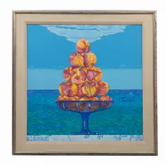 Antonio Suárez, Duraznos de Chihuahua en el Caribe, 1996, Óleo sobre tela
