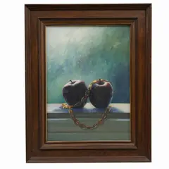 Martha Chapa, Manzanas con cadena, Óleo sobre tela