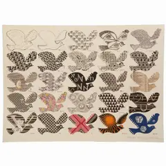 Pedro Friedeberg, Palomas, 1992, Serigrafía sin número de tiraje