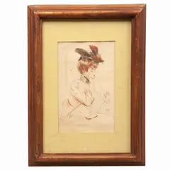 Carl von der Hellen, La condesa Subikuski, Tinta, color y lápiz de grafito sobre papel