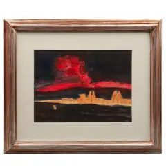 Luis Filcer, Paisaje nocturno, Serigrafía intervenida sin número de tiraje